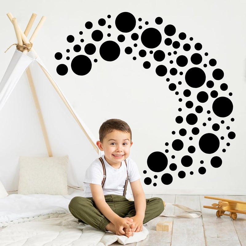 Sinekong 1240Pcs Polka Dot Wall Decals Black Wall Decal Peel and Stick Kids Decals Removable Round Circle Rainbow Stickers for Playroom Nursery Classroom Bedroom Decor(Black) - Image 5